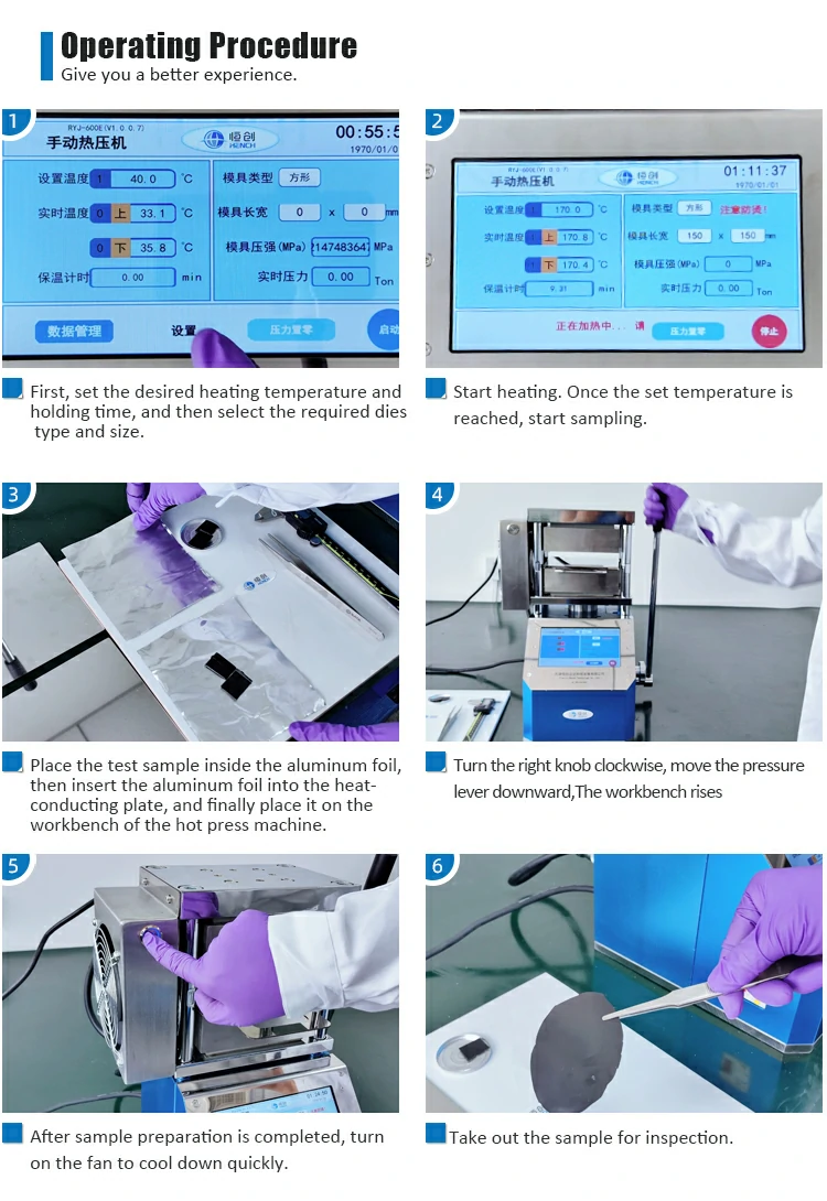 Manual hot press machine operation steps