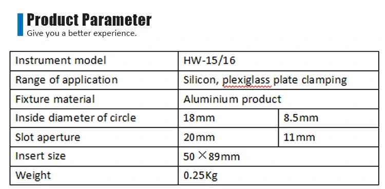 Film sample holder parameters