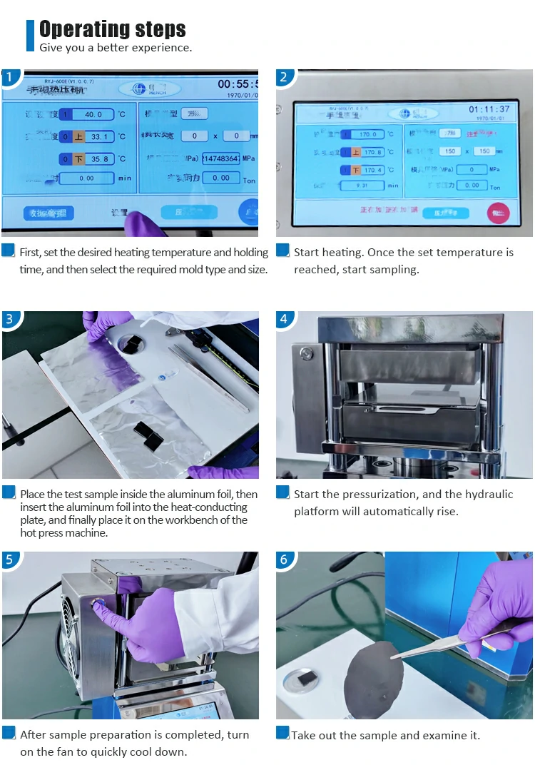 Operating steps of the automatic heating tablet press