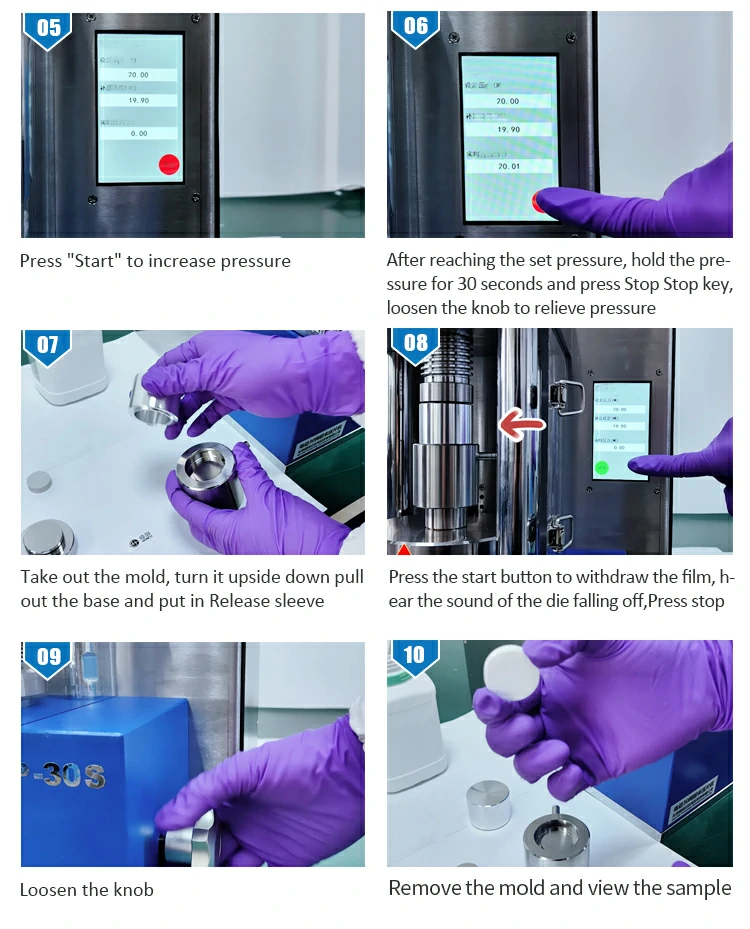 Operating steps of the electric tablet press 2
