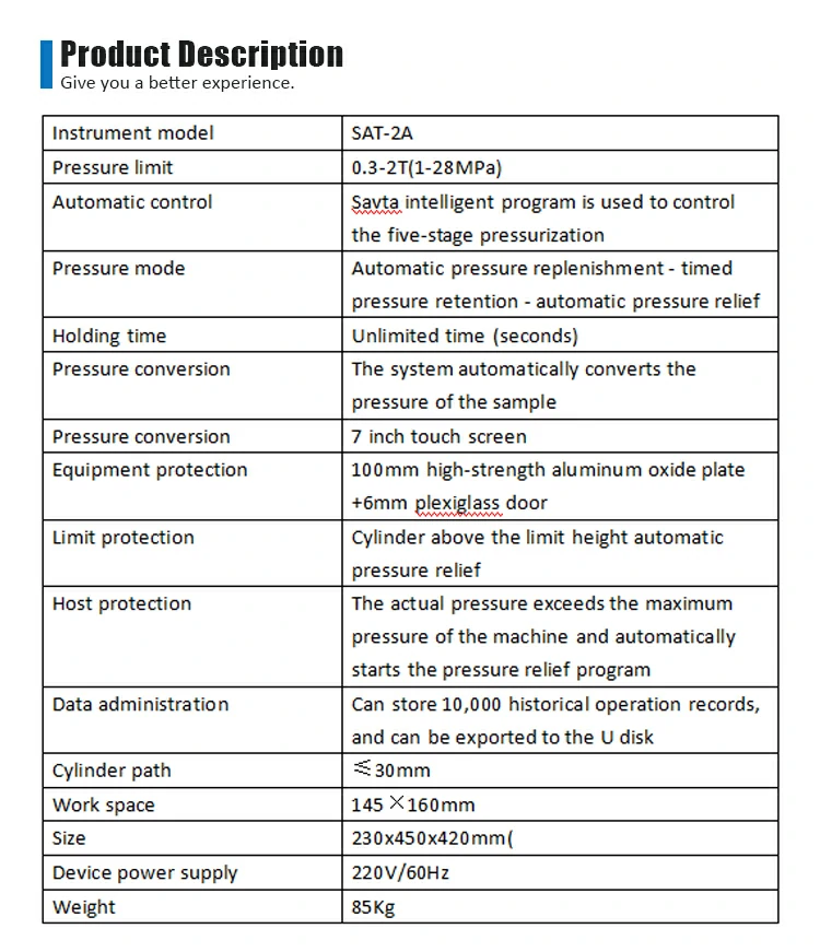 Parameters of 2-ton automatic tablet press